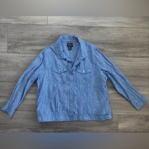 Jones & Co Blue Button Up 100% Linen Denim Shirt Jacket XL